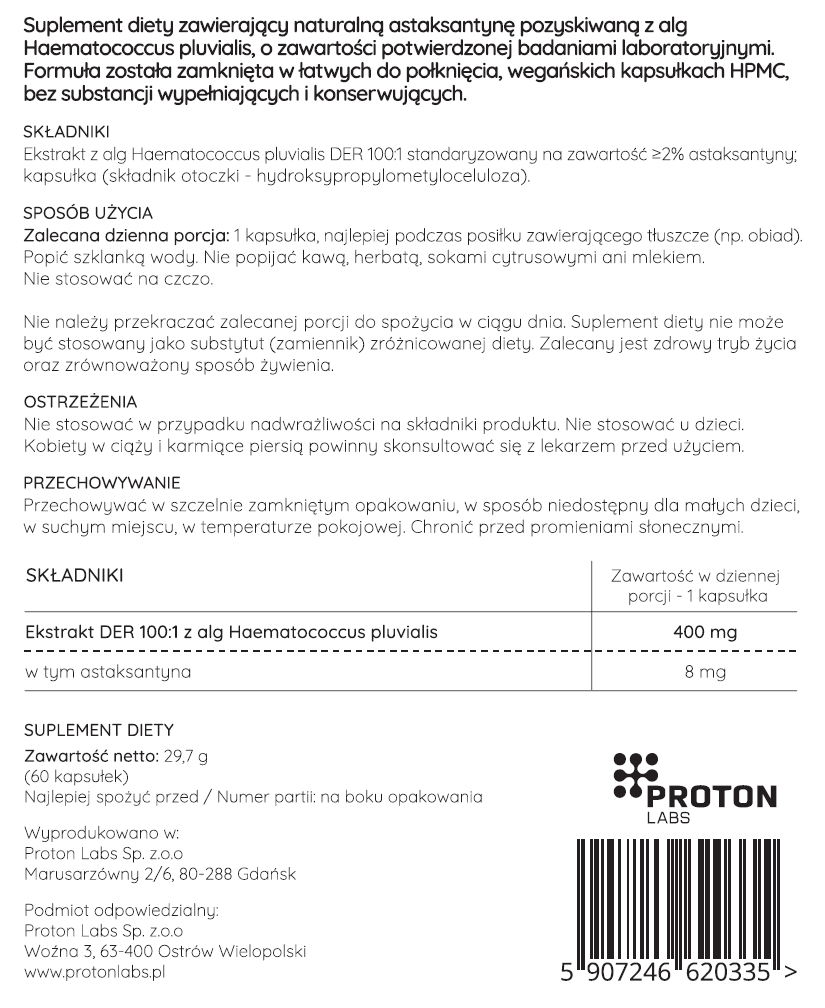 Astaksantyna 8 mg z alg 100% naturalna - 60 kapsułek - Image 3