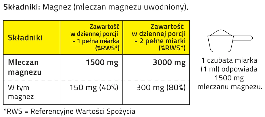 Magnez (mleczan magnezu), PURE 98%+ proszek 270 g - Image 3