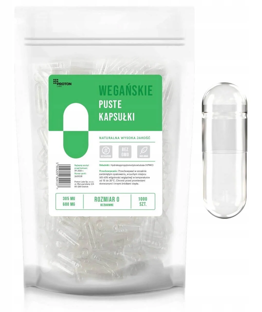Puste kapsułki wegańskie (HPMC), bezbarwne, rozmiary 0 i 00 - Image 3