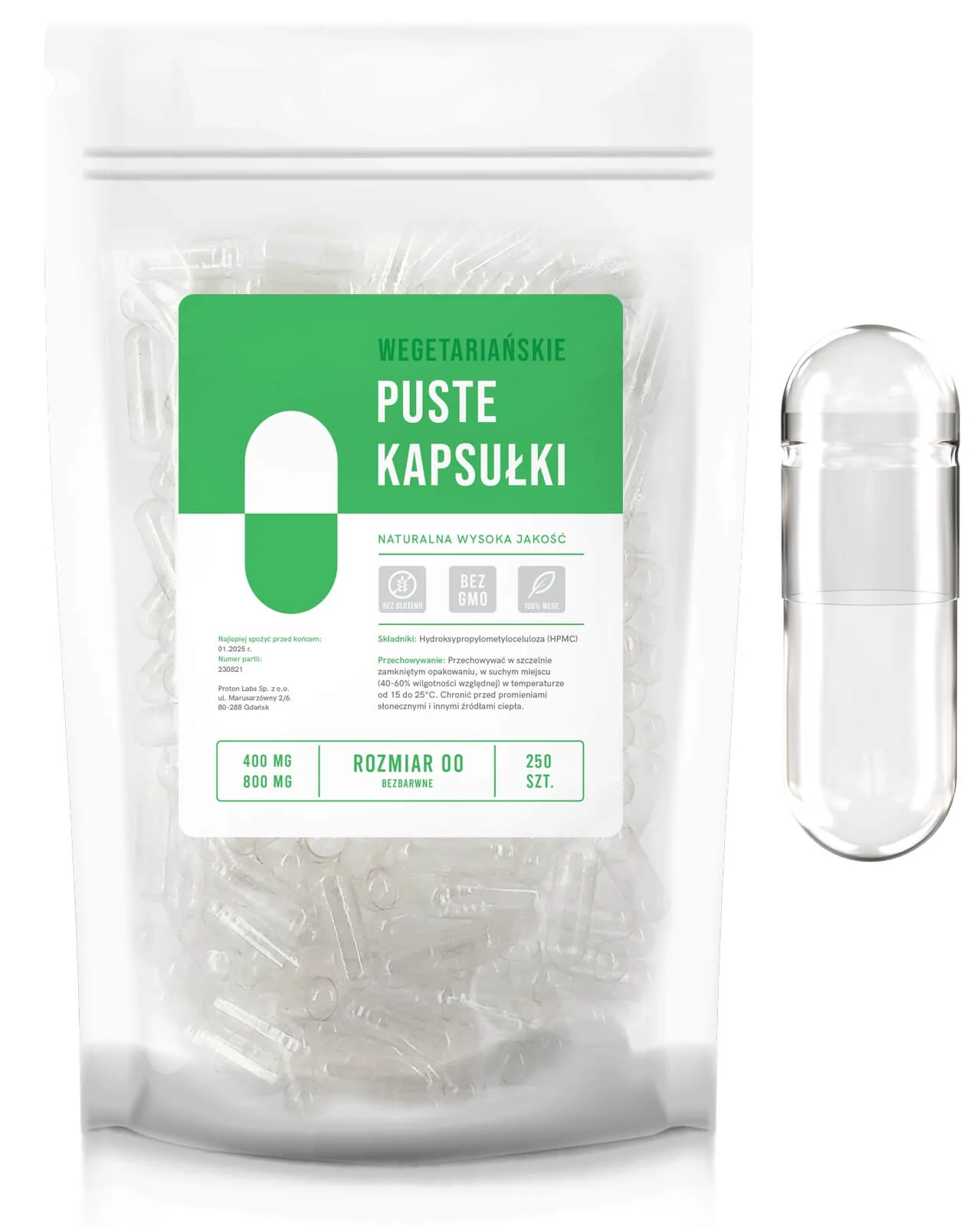 Puste kapsułki wegańskie (HPMC), bezbarwne, rozmiary 0 i 00 - Image 4