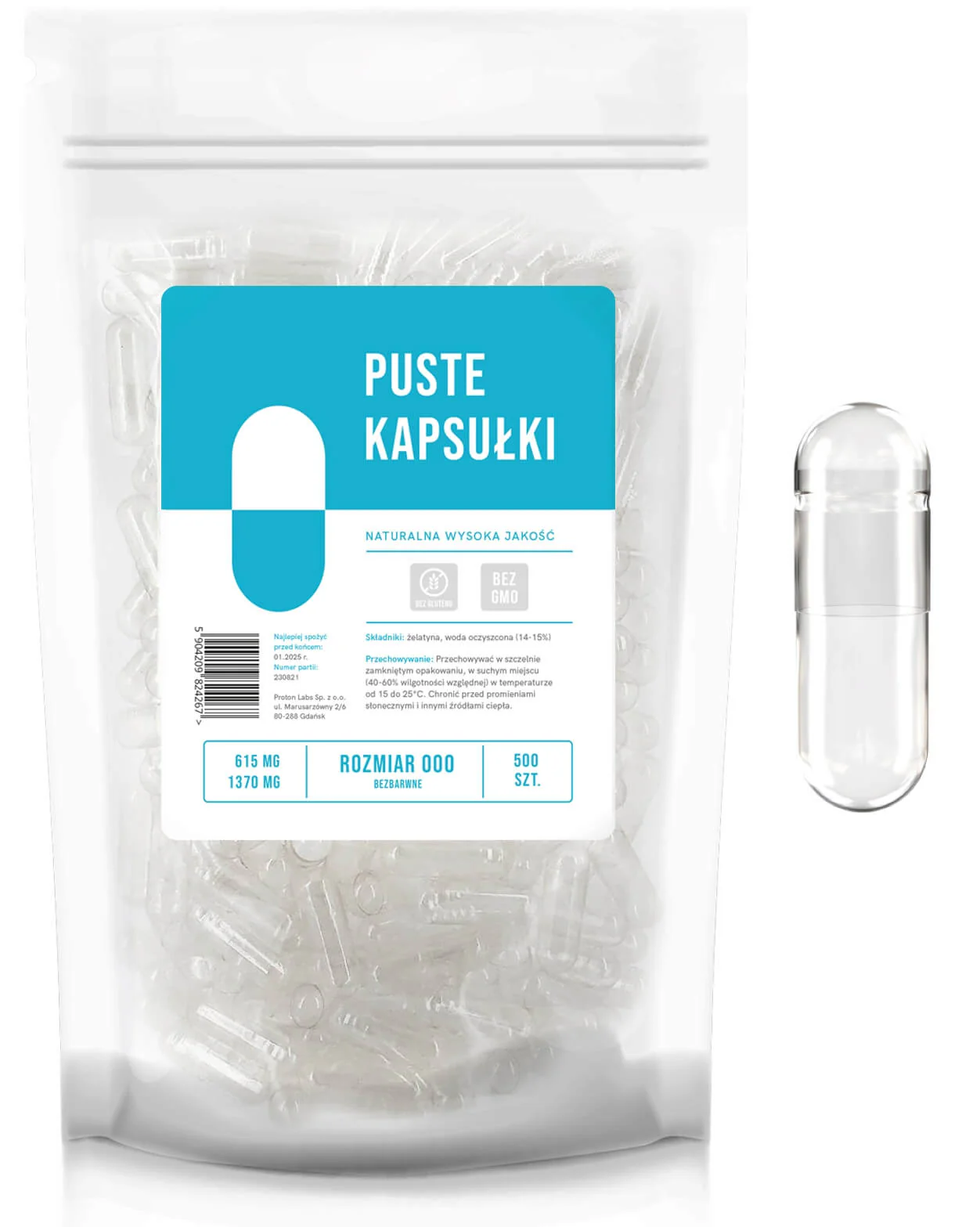Puste kapsułki żelatynowe, bezbarwne - Image 14