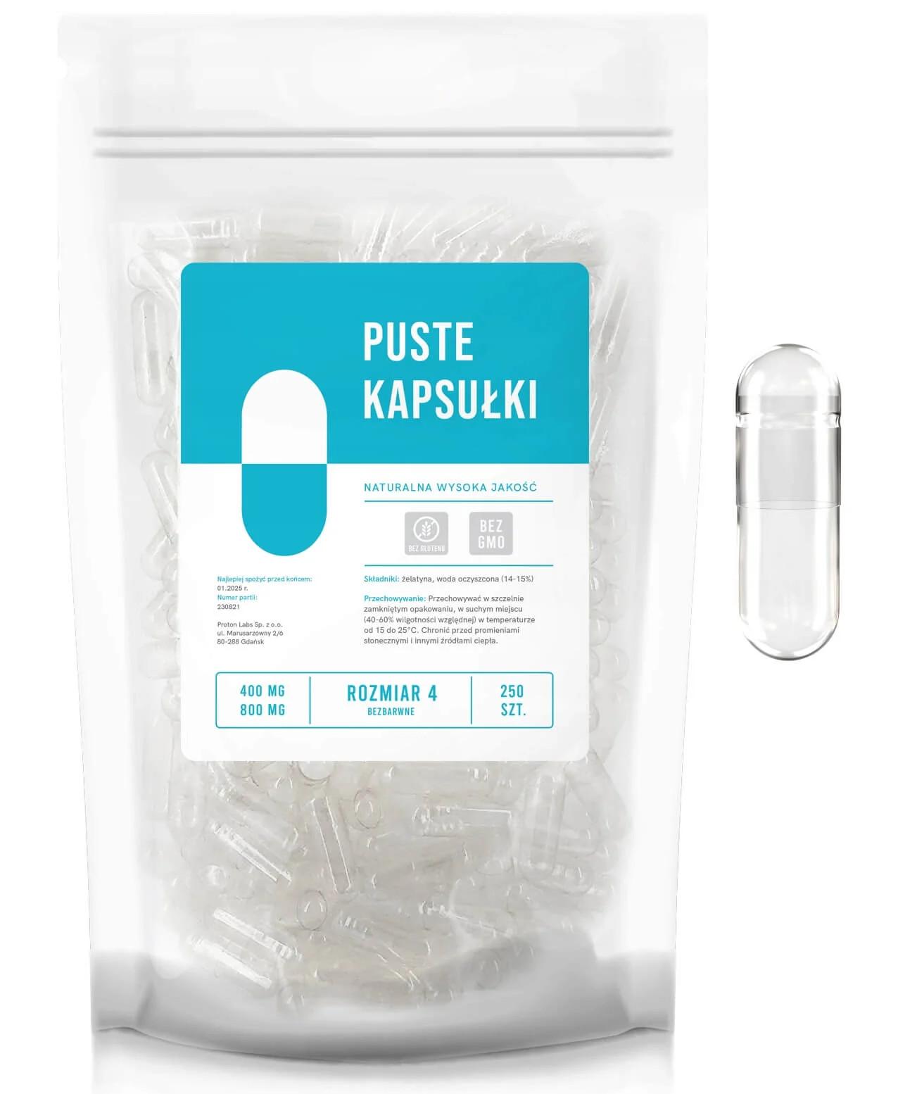 Puste kapsułki żelatynowe, bezbarwne - Image 5